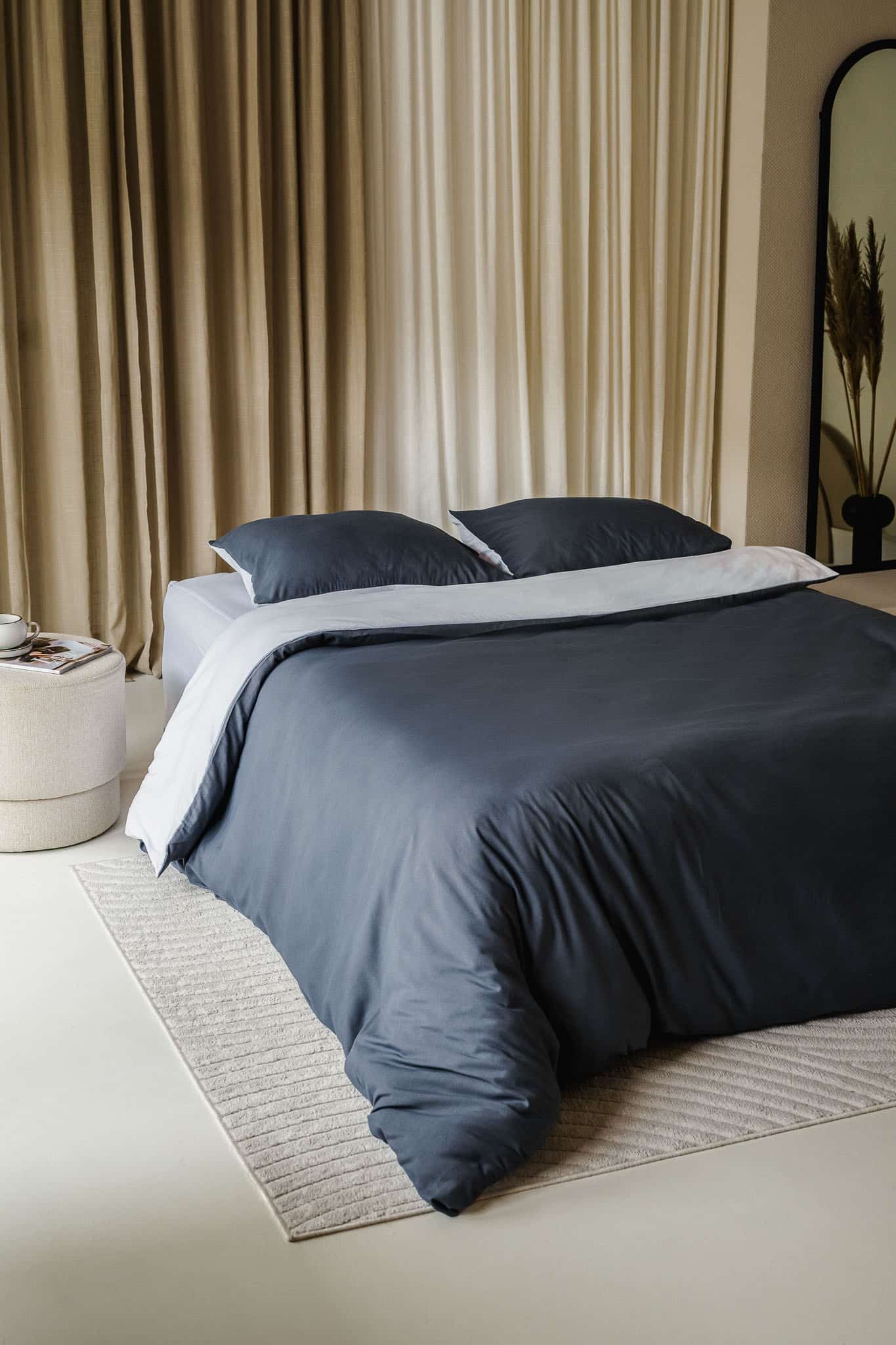 Néarr dekbedovertrek grijs wit 100% Egyptisch katoen 400TC